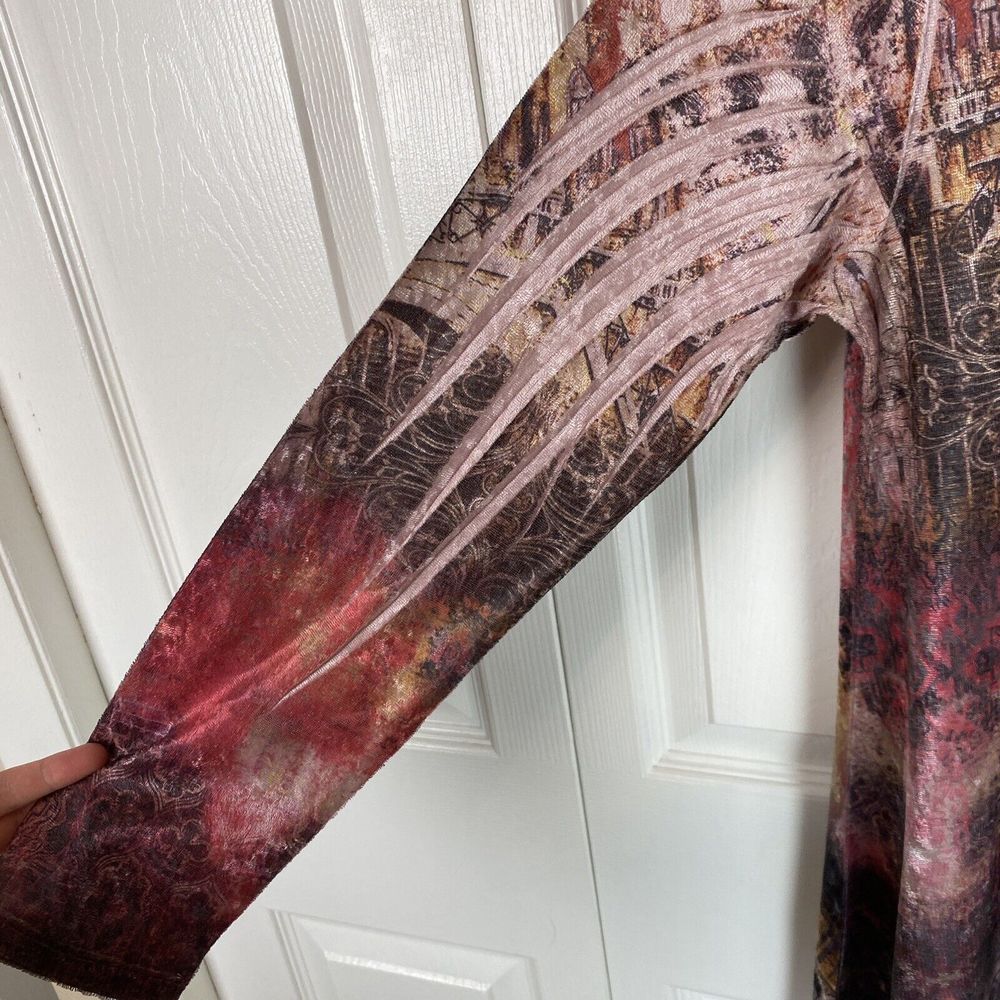 Jess & Jane S Velour Velvet Tunic Top Blouse Pink Abstract Art To Wear Artsy View 2